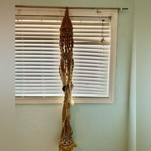 Handmade Vintage Macramé Hanging Plant Holder in Natural Beige 60 inches